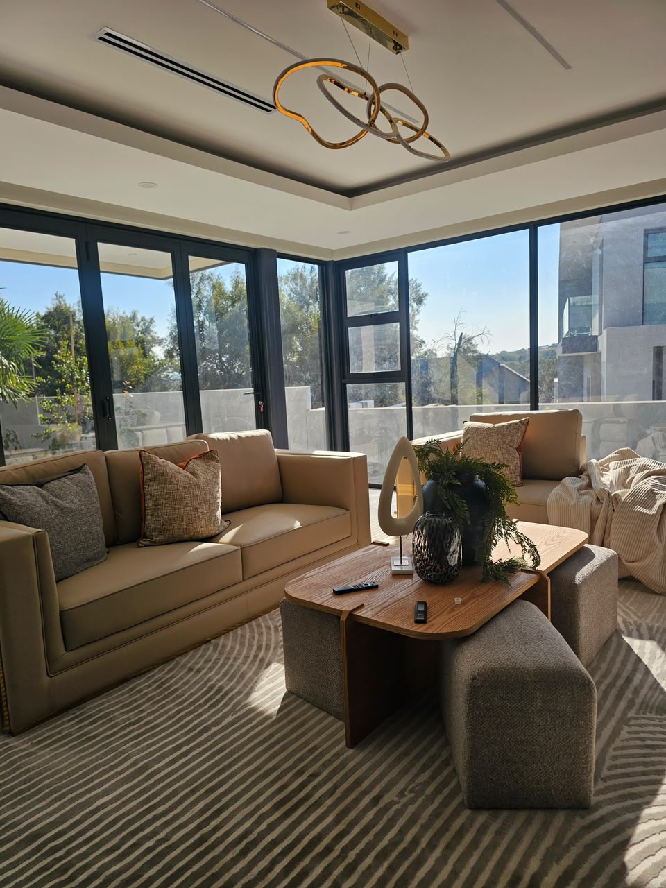 Modern living room with handcrafted furniture by Troyer